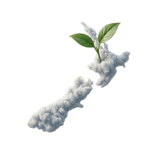 New Zealand formed from cloud with a plant growing through — the My Block emblem